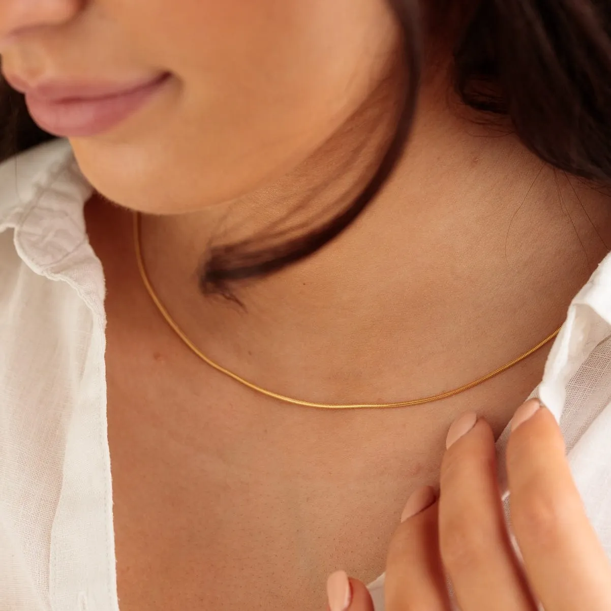 Gold Plated Round Snake Chain Necklace sold by Lily Charmed product image thumbnail 2