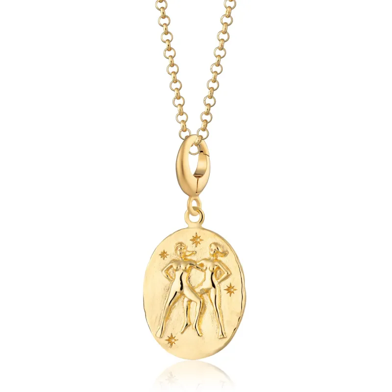 Engraved Gold Gemini Zodiac Charm Necklace sold by Lily Charmed