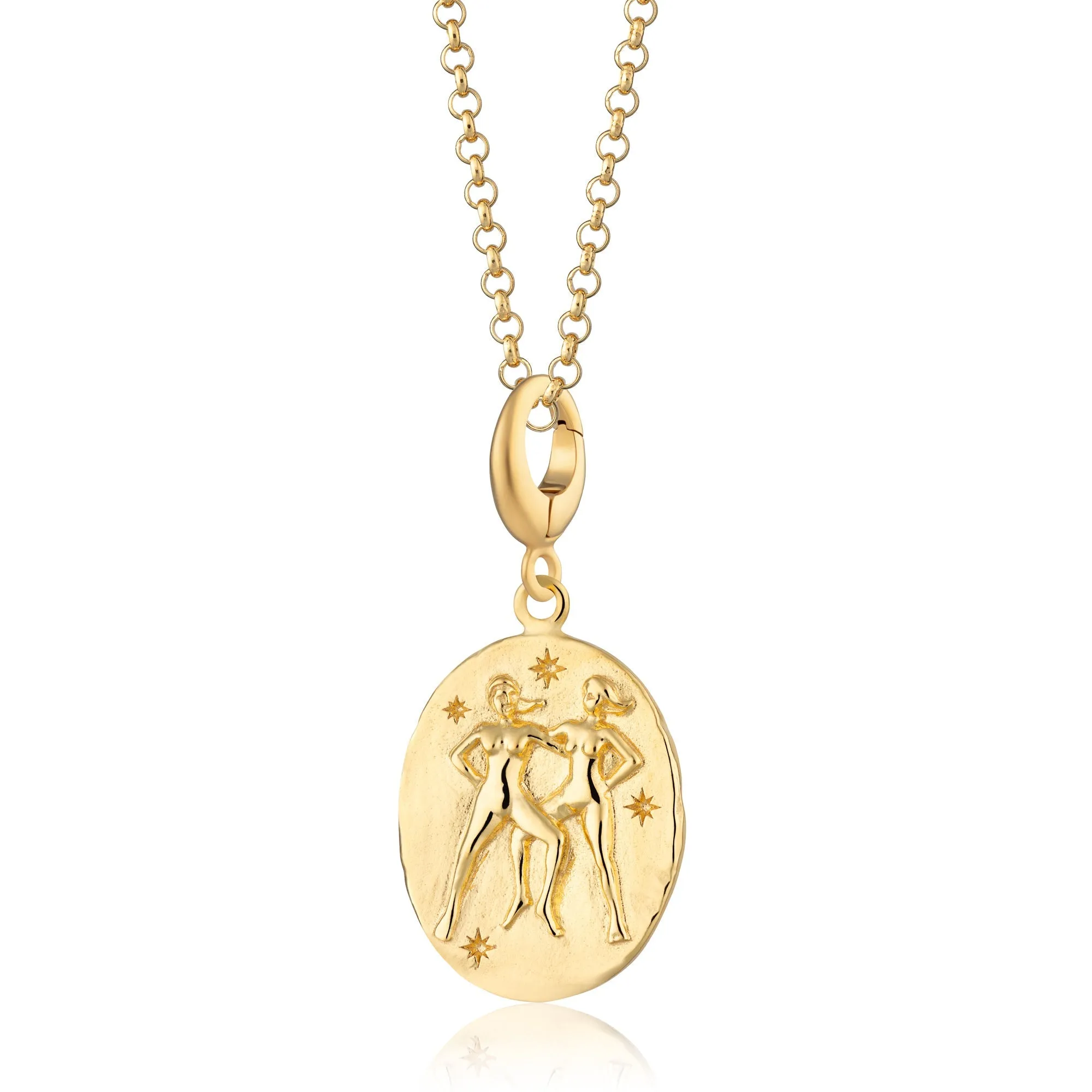 Engraved Gold Gemini Zodiac Charm Necklace sold by Lily Charmed