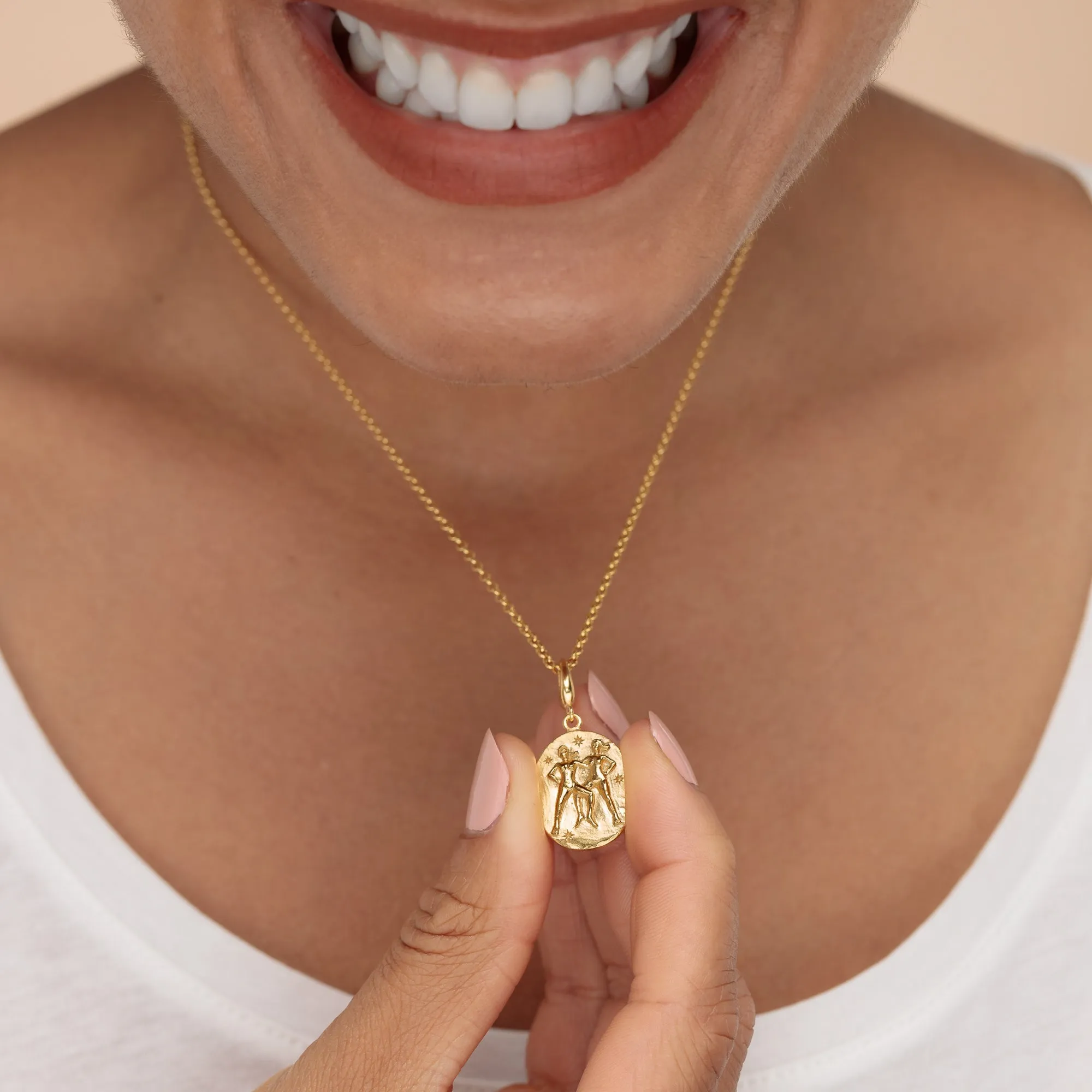 Engraved Gold Gemini Zodiac Charm Necklace sold by Lily Charmed product image thumbnail 3