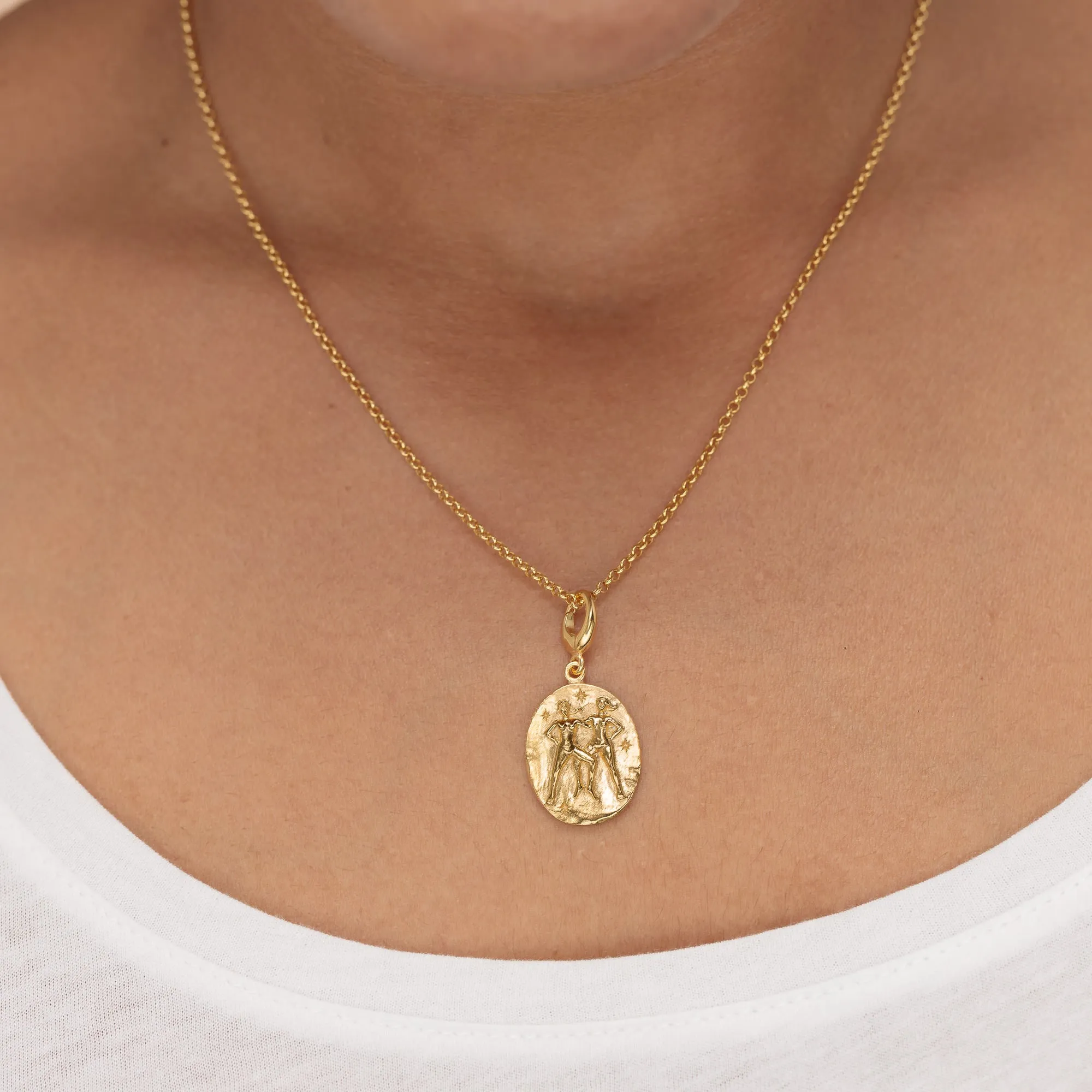 Engraved Gold Gemini Zodiac Charm Necklace sold by Lily Charmed product image thumbnail 2