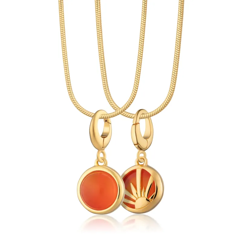 Gold Orange Agate Healing Stone Charm Necklace (Harmony) sold by Lily Charmed