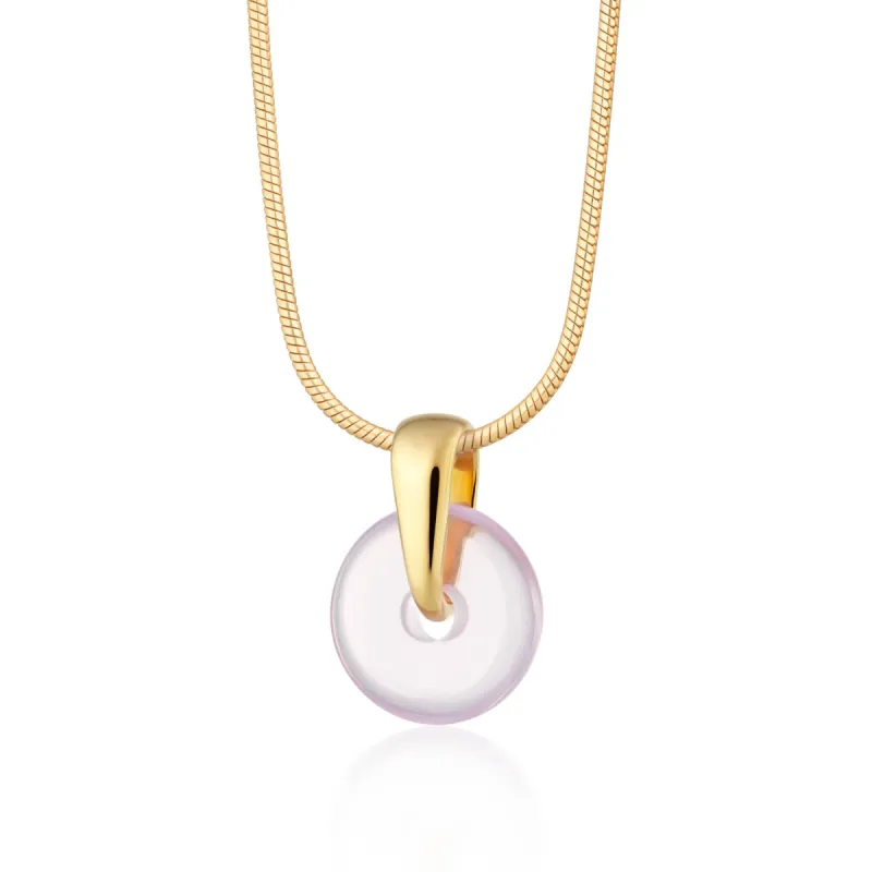 Gold Plated Purple Spinning Disc Necklace sold by Lily Charmed