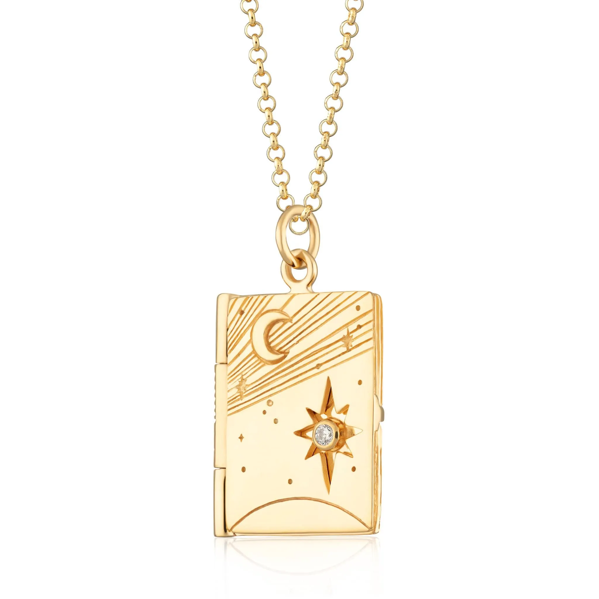 Gold Plated Celestial Locket Necklace sold by Lily Charmed