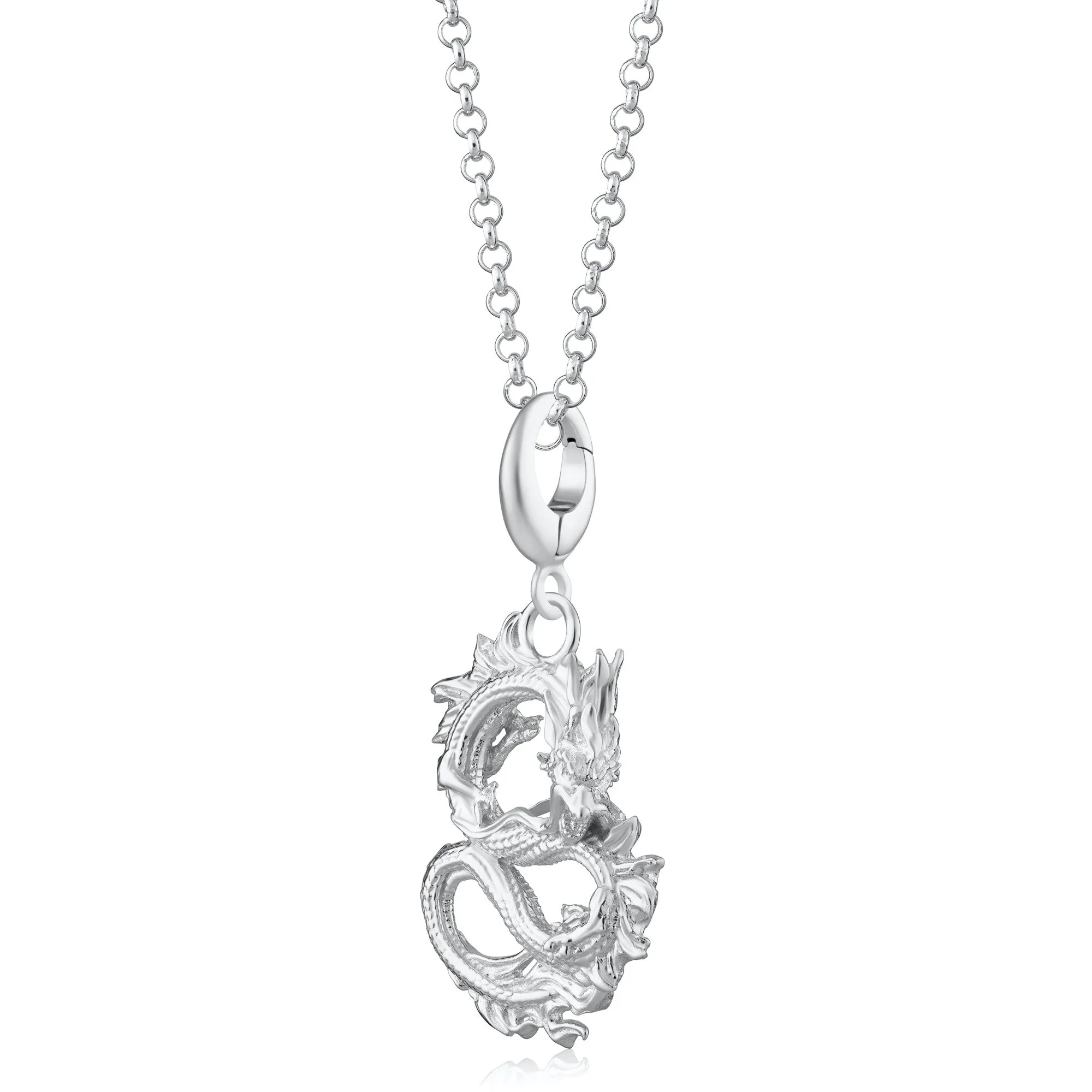 Silver Chinese Dragon Charm Necklace sold by Lily Charmed