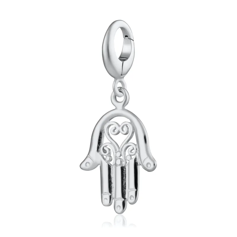 Silver Fatima Hand Charm sold by Lily Charmed