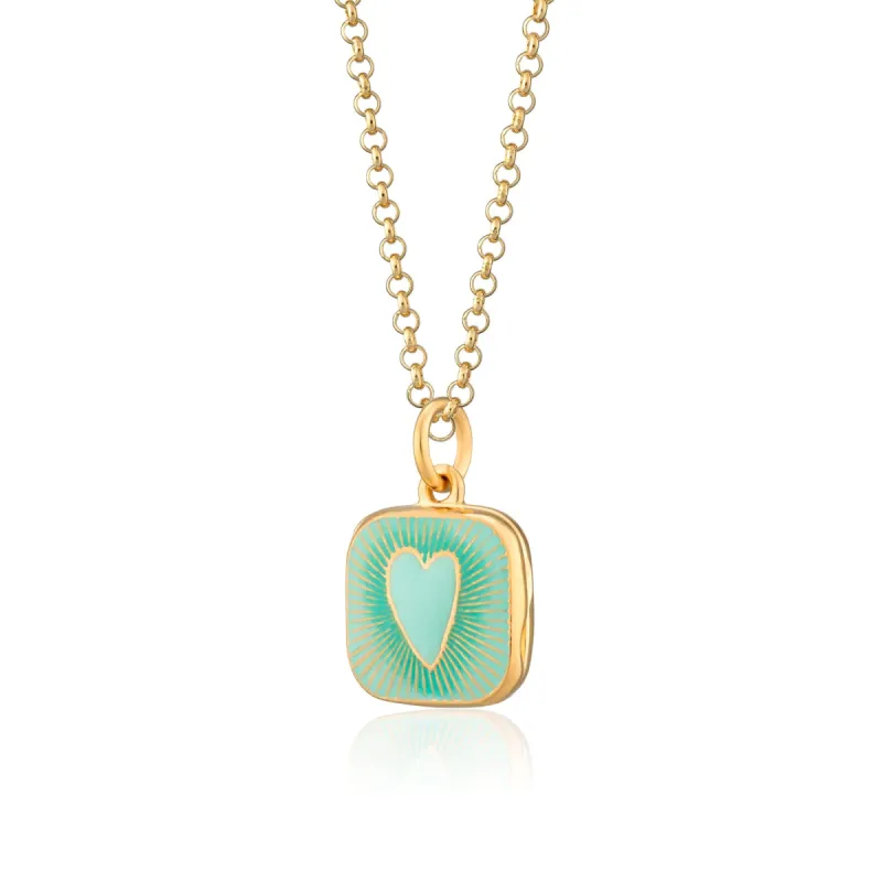 Gold Plated Turquoise Heart Locket Necklace sold by Lily Charmed