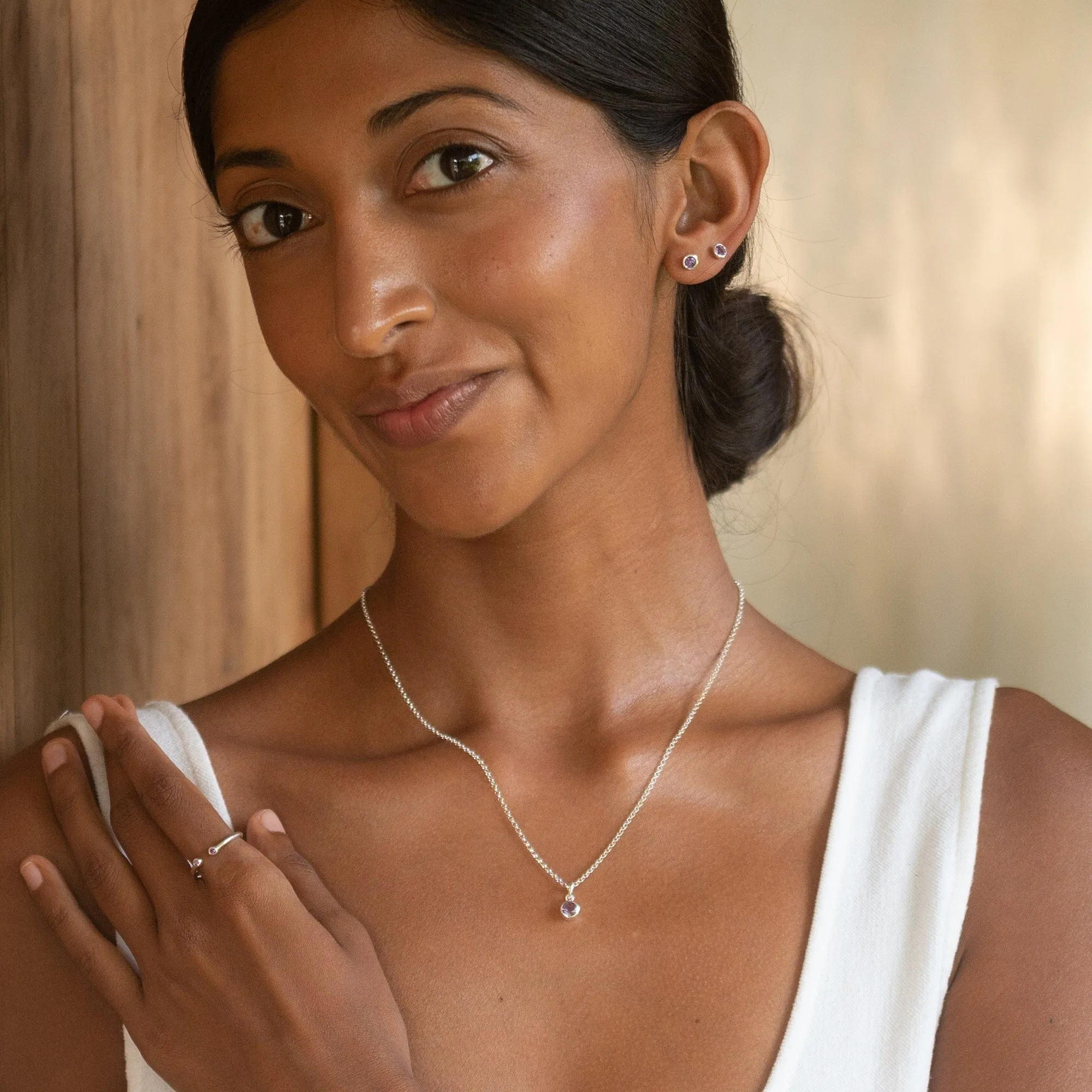 February Birthstone Charm Necklace (Amethyst) sold by Lily Charmed product image thumbnail 3