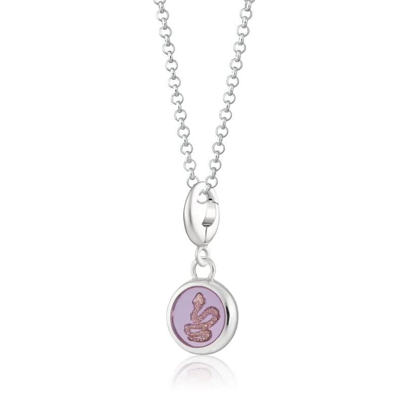 Silver Purple Snake Resin Capture Necklace sold by Lily Charmed