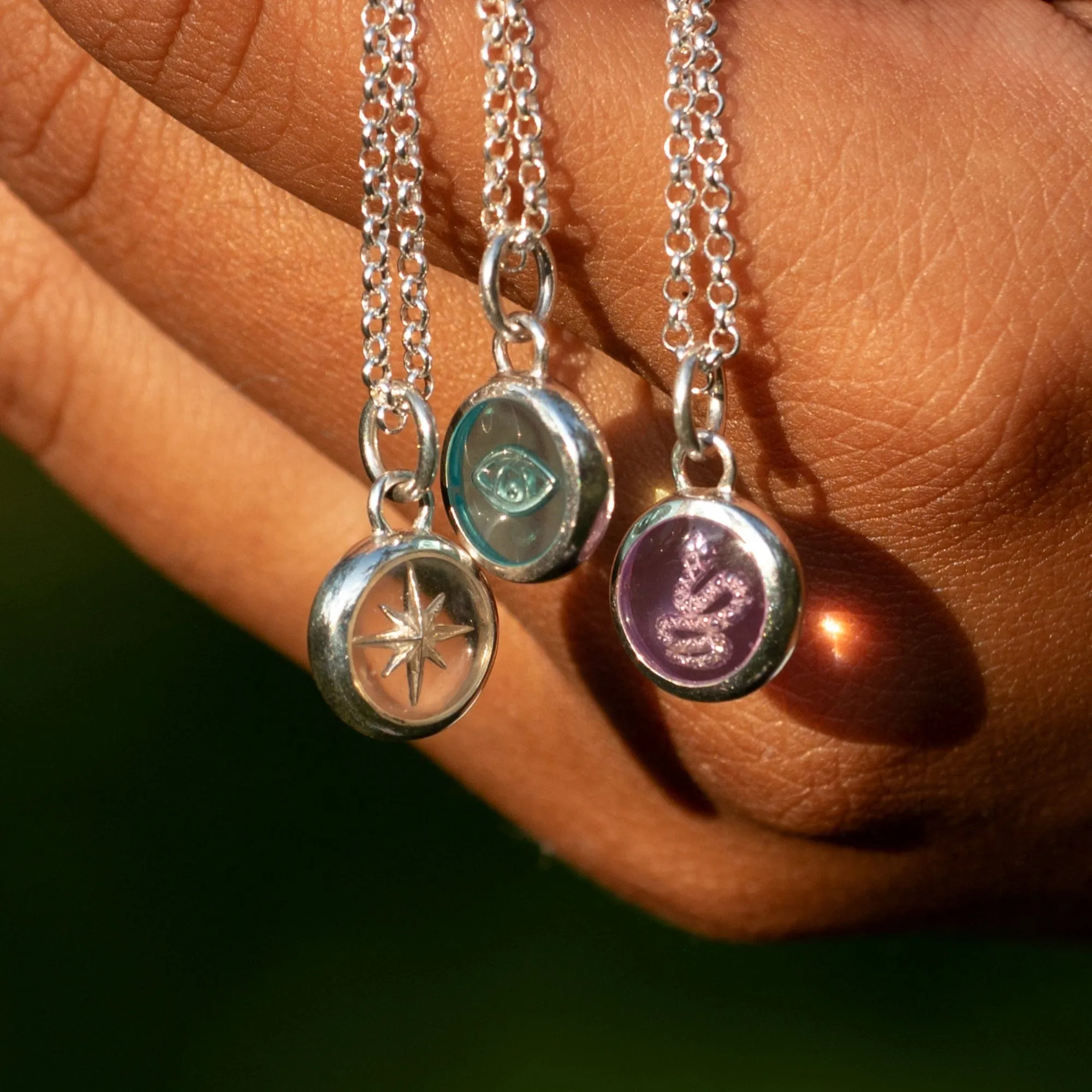 Silver Purple Snake Resin Capture Necklace sold by Lily Charmed product image thumbnail 2