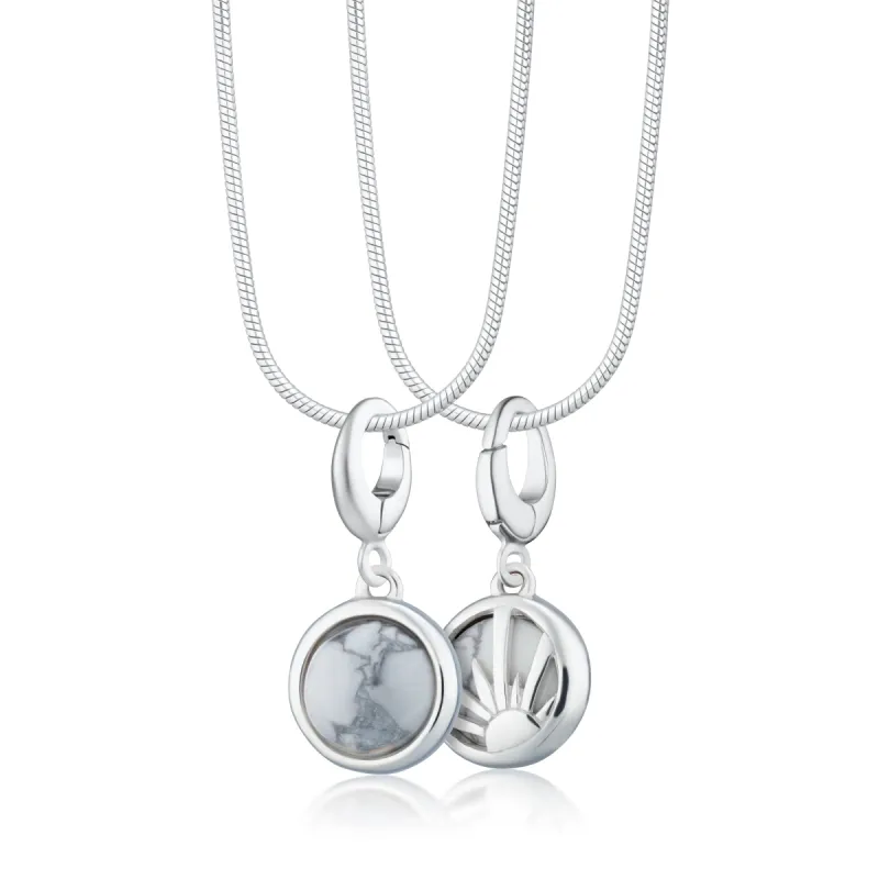 Silver Howlite Healing Stone Necklace (Positive Thought) sold by Lily Charmed