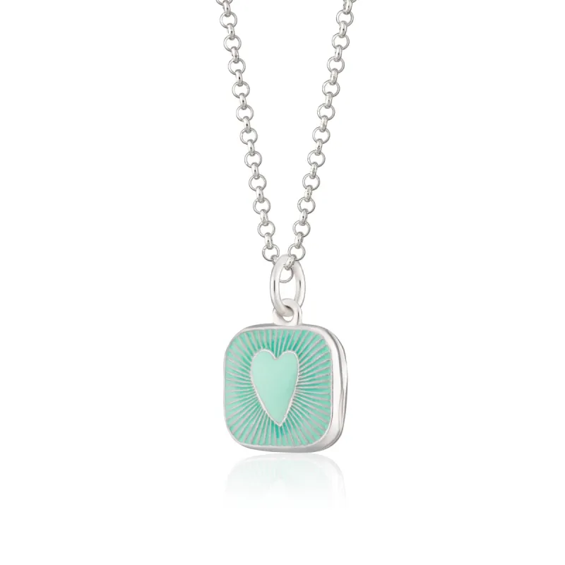 Silver Turquoise Heart Locket Necklace sold by Lily Charmed