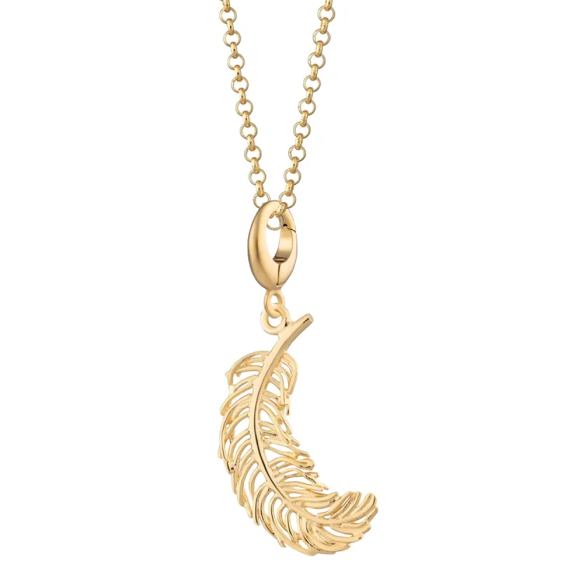 Large Gold Plated Feather Necklace sold by Lily Charmed