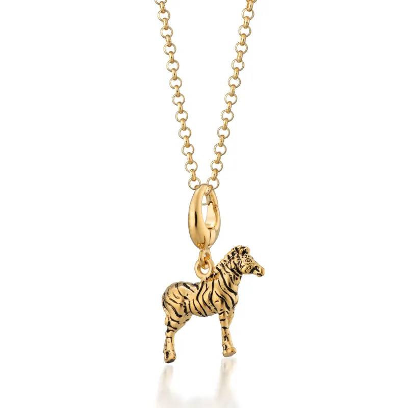 Gold Zebra Charm Necklace sold by Lily Charmed
