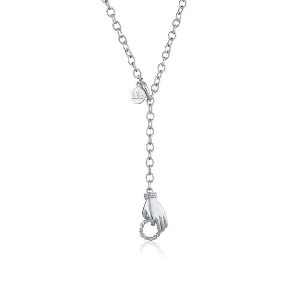 Silver In Safe Hands Charm Collector Necklace sold by Lily Charmed