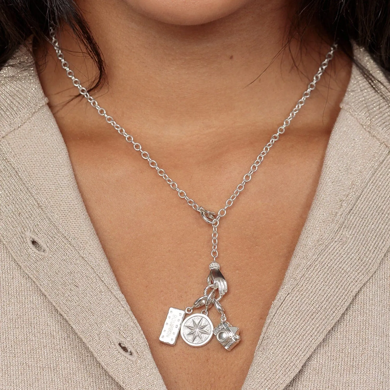 Silver In Safe Hands Charm Collector Necklace sold by Lily Charmed product image thumbnail 2