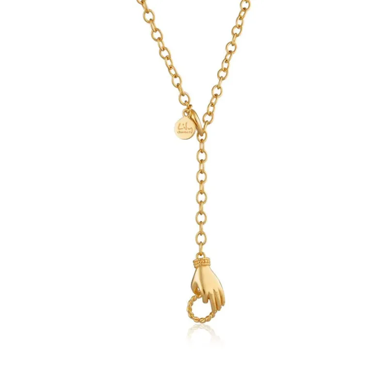 Gold In Safe Hands Charm Collector Necklace sold by Lily Charmed