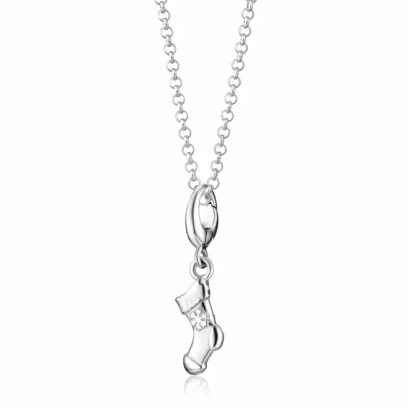 Silver Christmas Stocking Charm Necklace sold by Lily Charmed