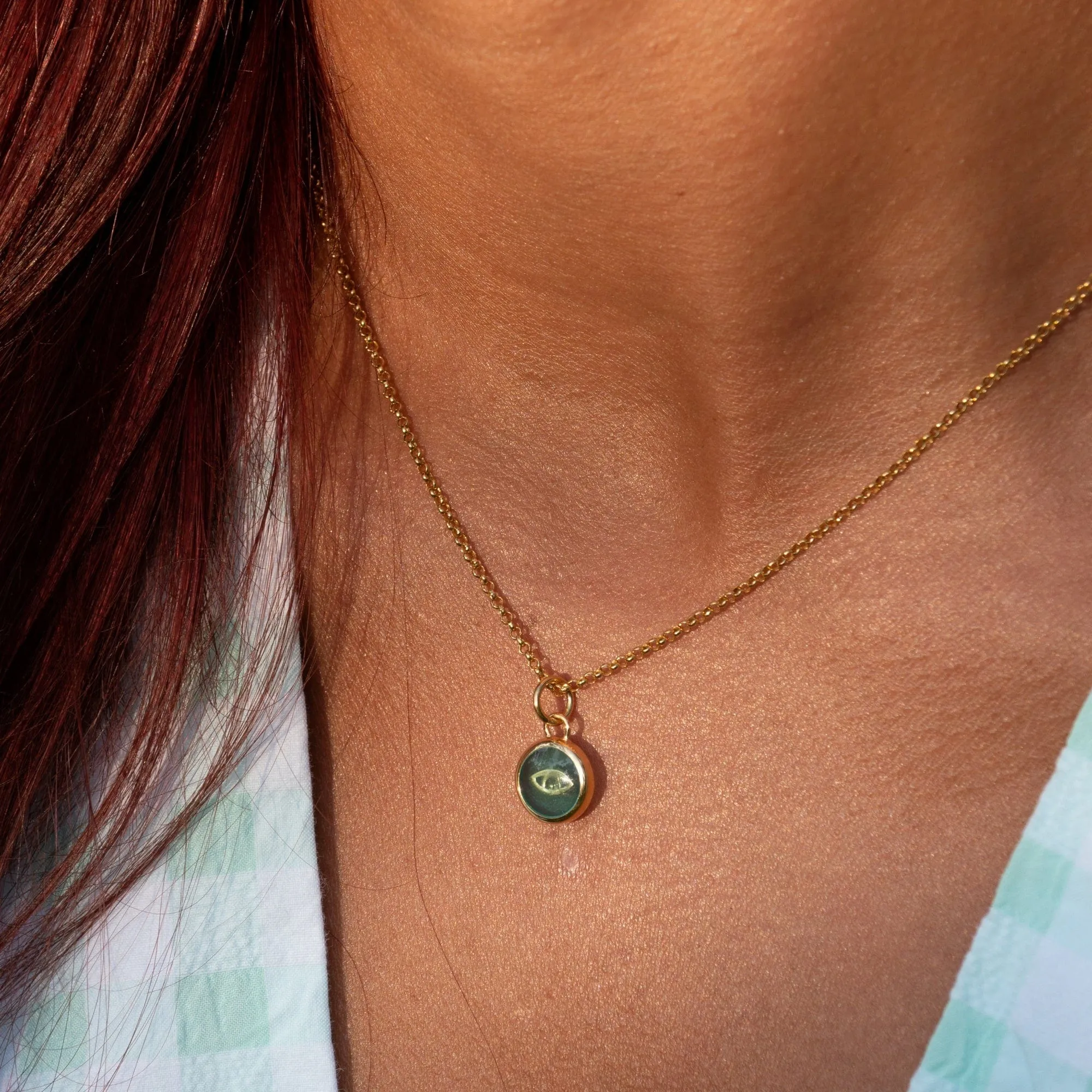 Gold Turquoise Eye Resin Capture Charm Necklace sold by Lily Charmed product image thumbnail 3