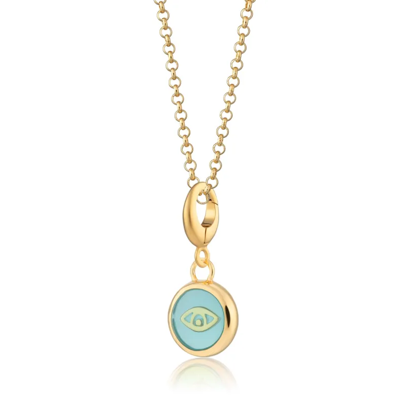 Gold Turquoise Eye Resin Capture Charm Necklace sold by Lily Charmed