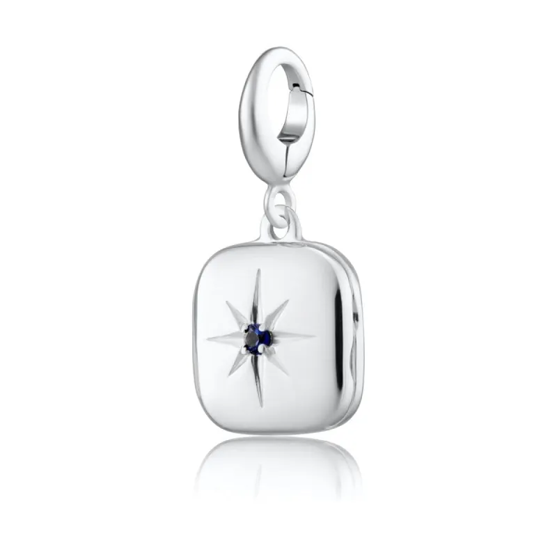 Silver Star Locket Charm with Blue Stone sold by Lily Charmed