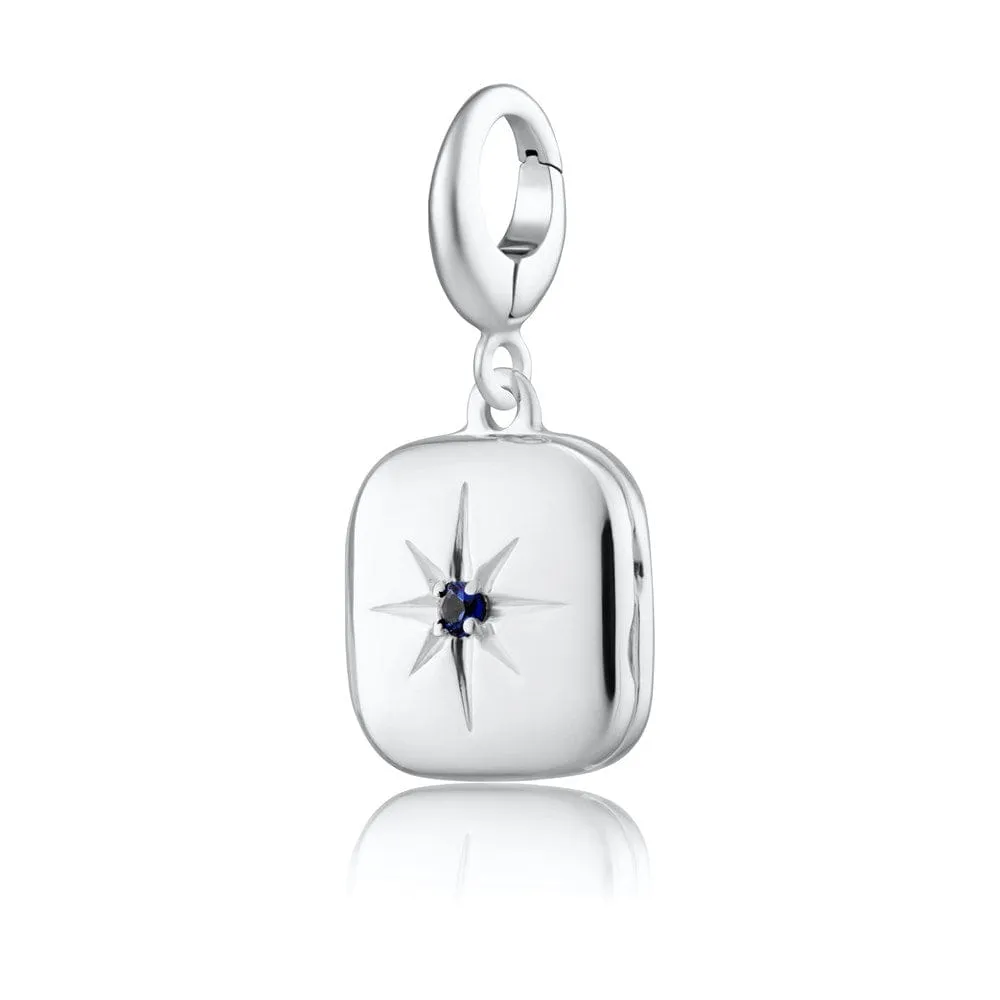 Silver Star Locket Charm with Blue Stone sold by Lily Charmed