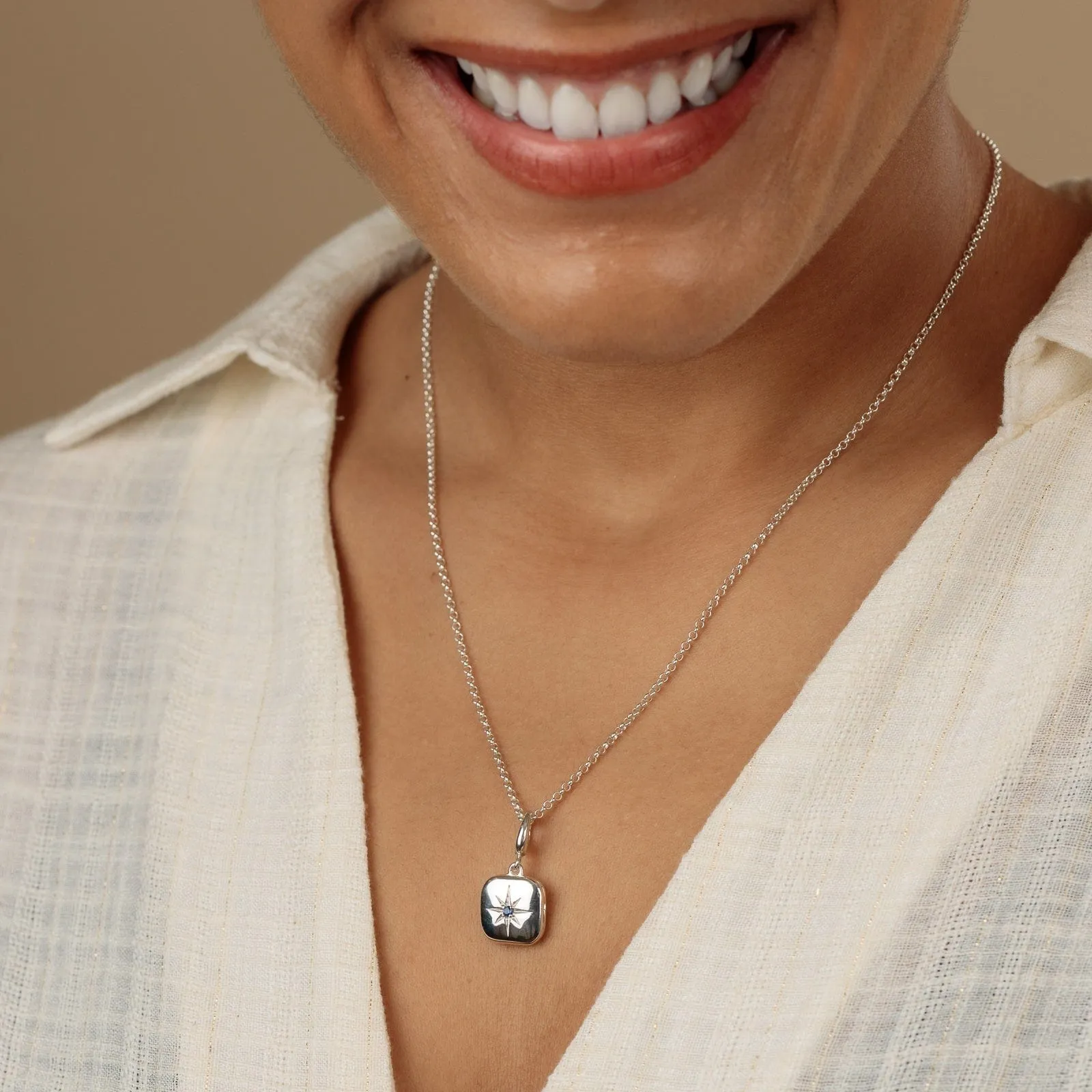 Silver Star Locket Charm with Blue Stone sold by Lily Charmed product image thumbnail 5