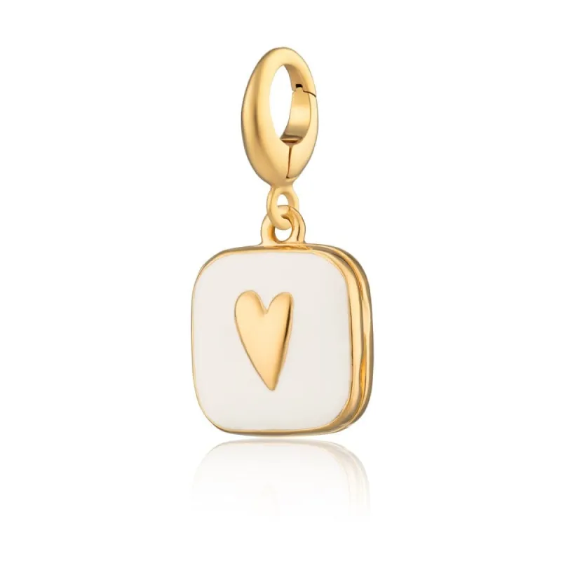 Gold Plated White Heart Locket Charm sold by Lily Charmed
