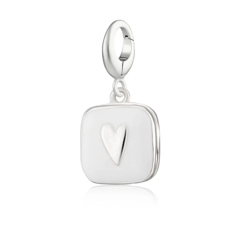 Silver White Heart Locket Charm sold by Lily Charmed