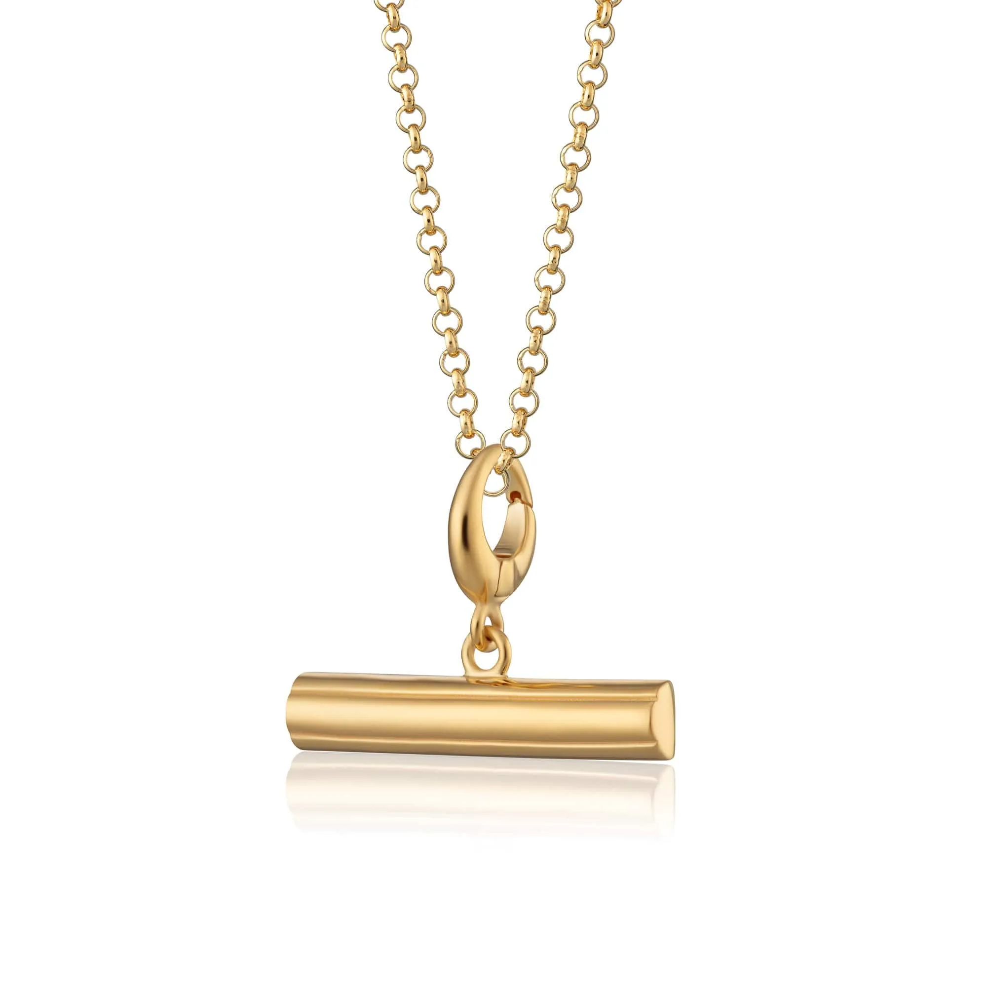 Engraved Gold T Bar Charm Necklace sold by Lily Charmed product image thumbnail 4