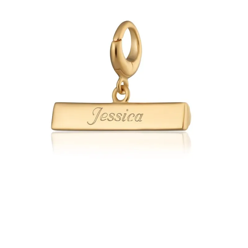 Engraved Gold Plated T Bar Charm sold by Lily Charmed