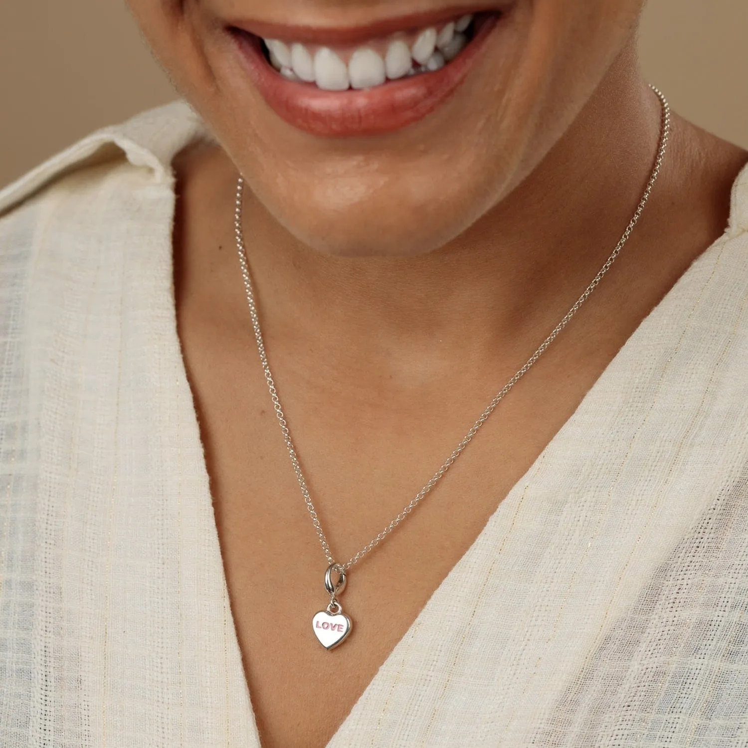 Silver Love Heart Sweet Charm Necklace sold by Lily Charmed product image thumbnail 3