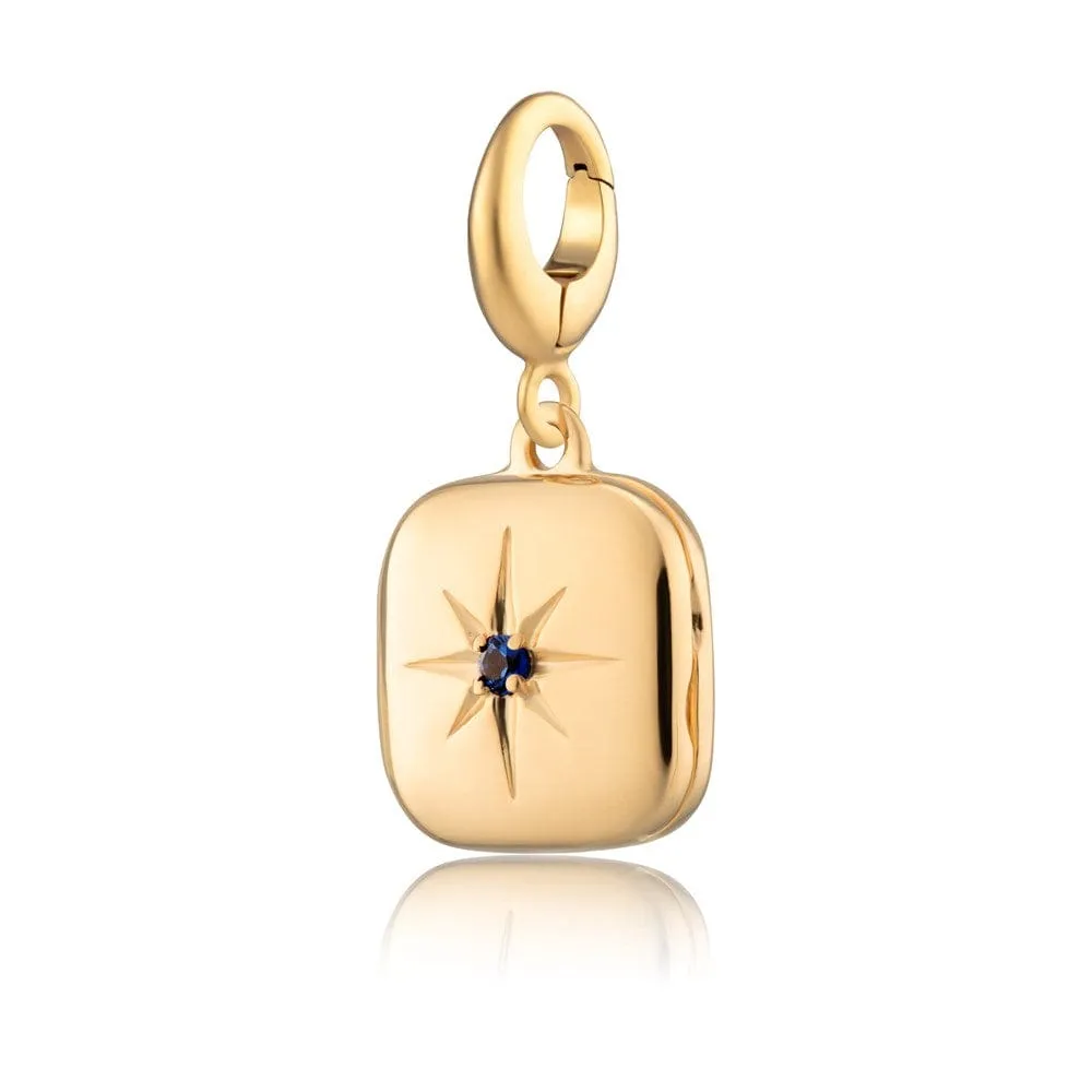 Gold Plated Star Locket Charm with Blue Stone sold by Lily Charmed