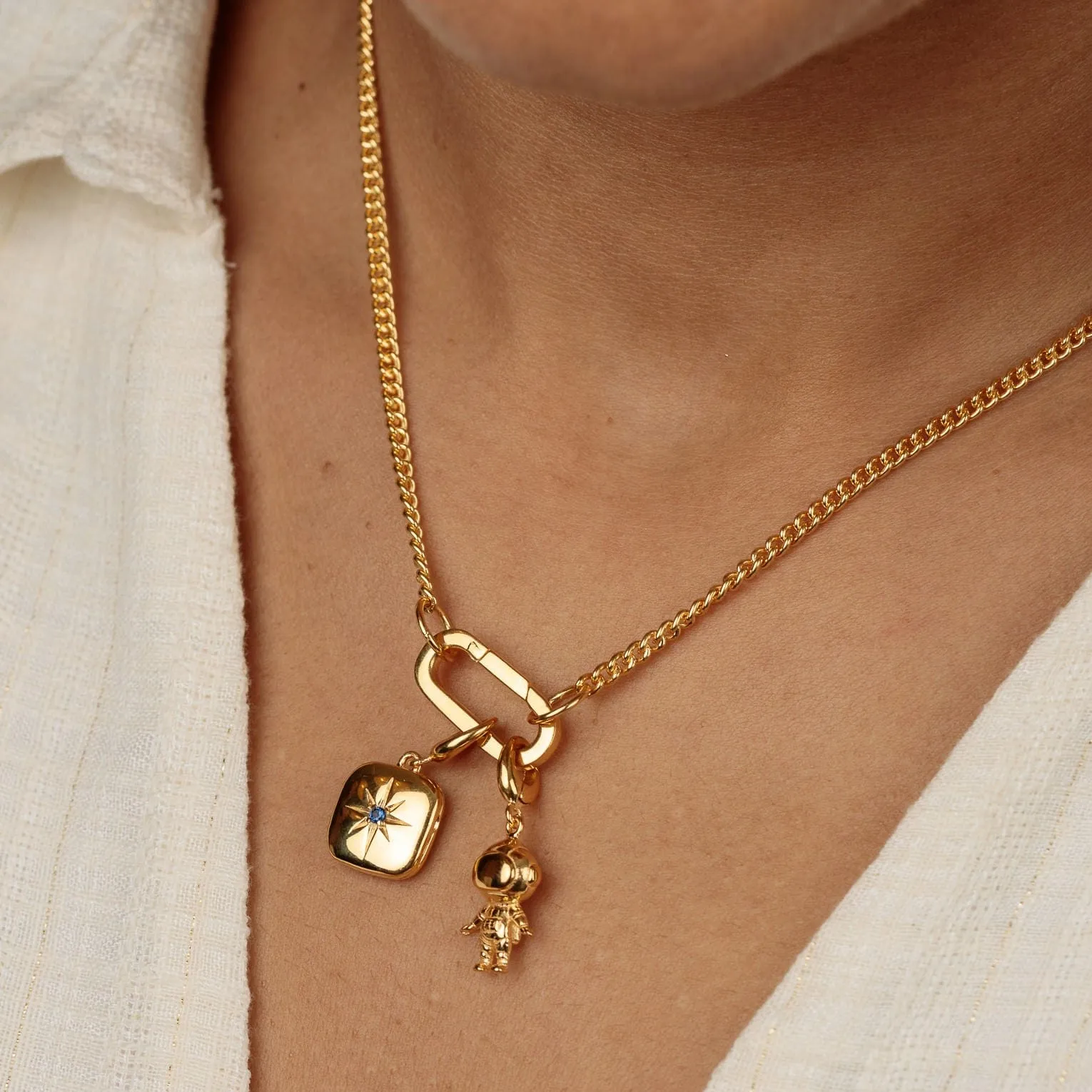 Gold Plated Star Locket Charm with Blue Stone sold by Lily Charmed product image thumbnail 5