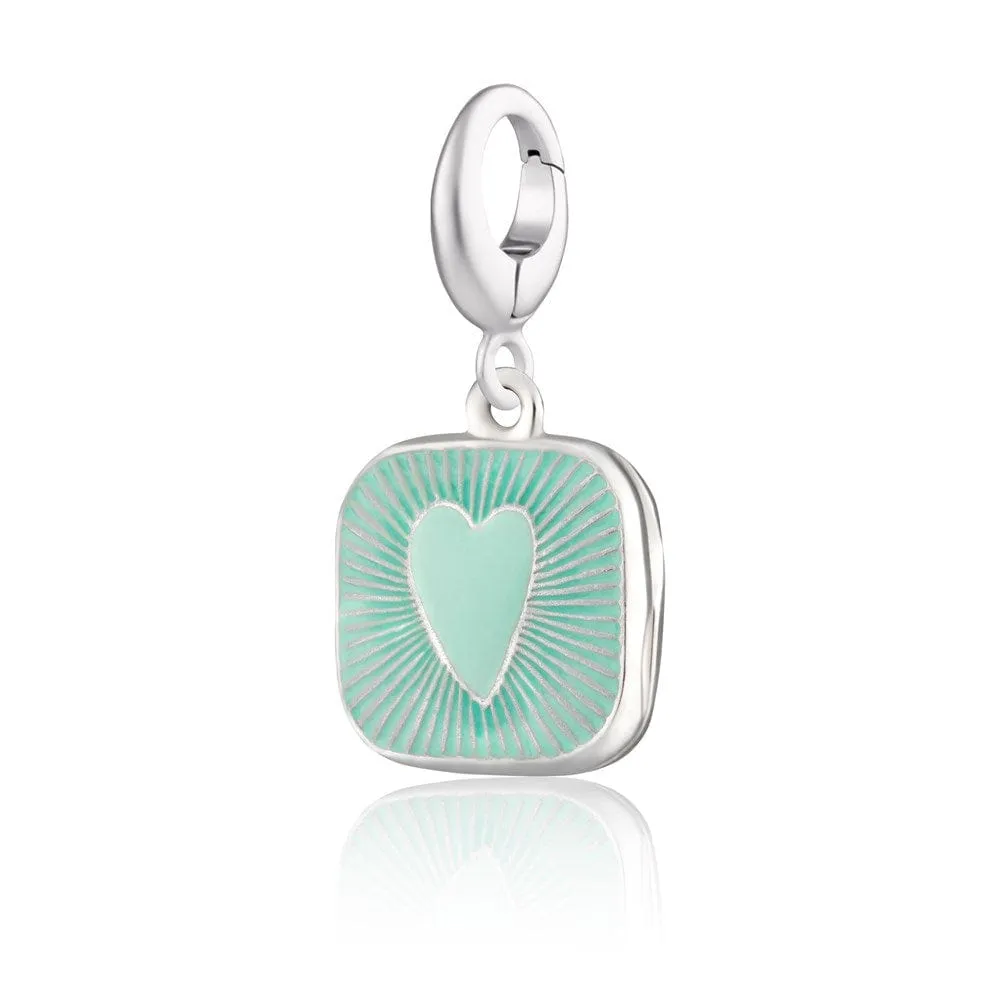 Silver Turquoise Heart Locket Charm sold by Lily Charmed