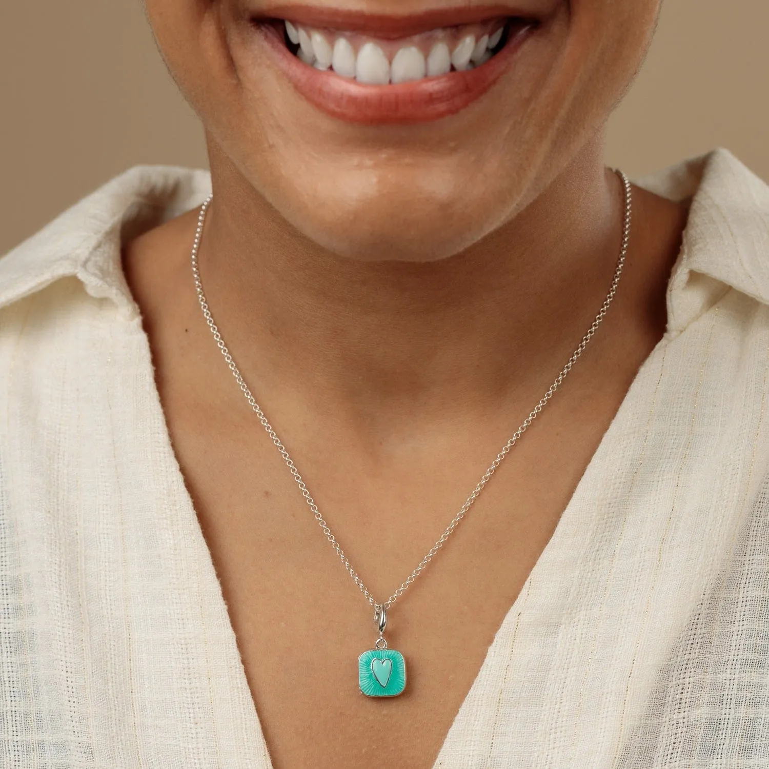 Silver Turquoise Heart Locket Charm sold by Lily Charmed product image thumbnail 4