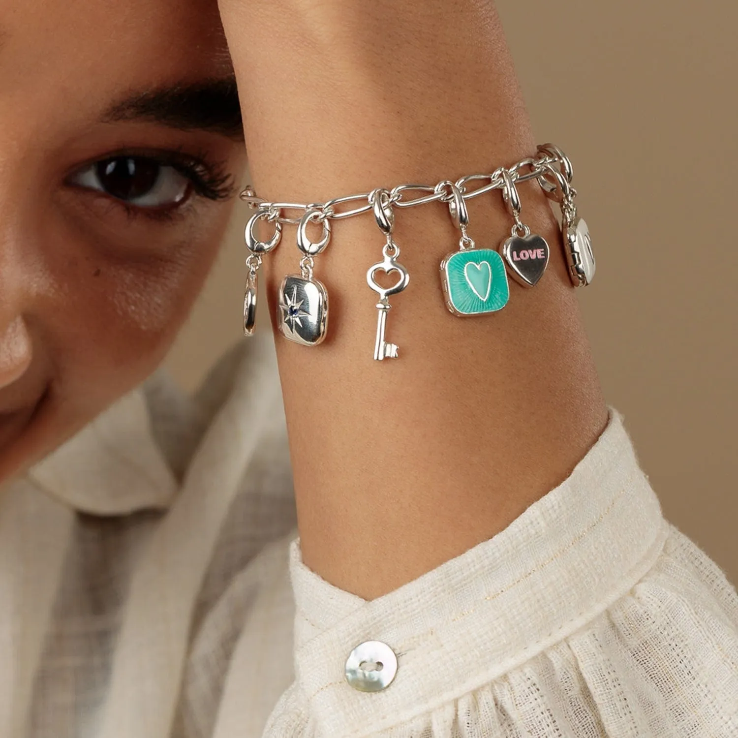 Silver Turquoise Heart Locket Charm sold by Lily Charmed product image thumbnail 2