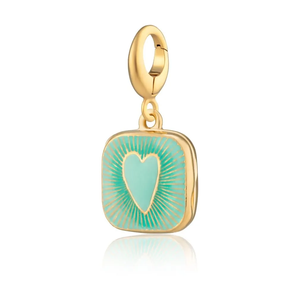 Gold Plated Turquoise Heart Locket Charm sold by Lily Charmed