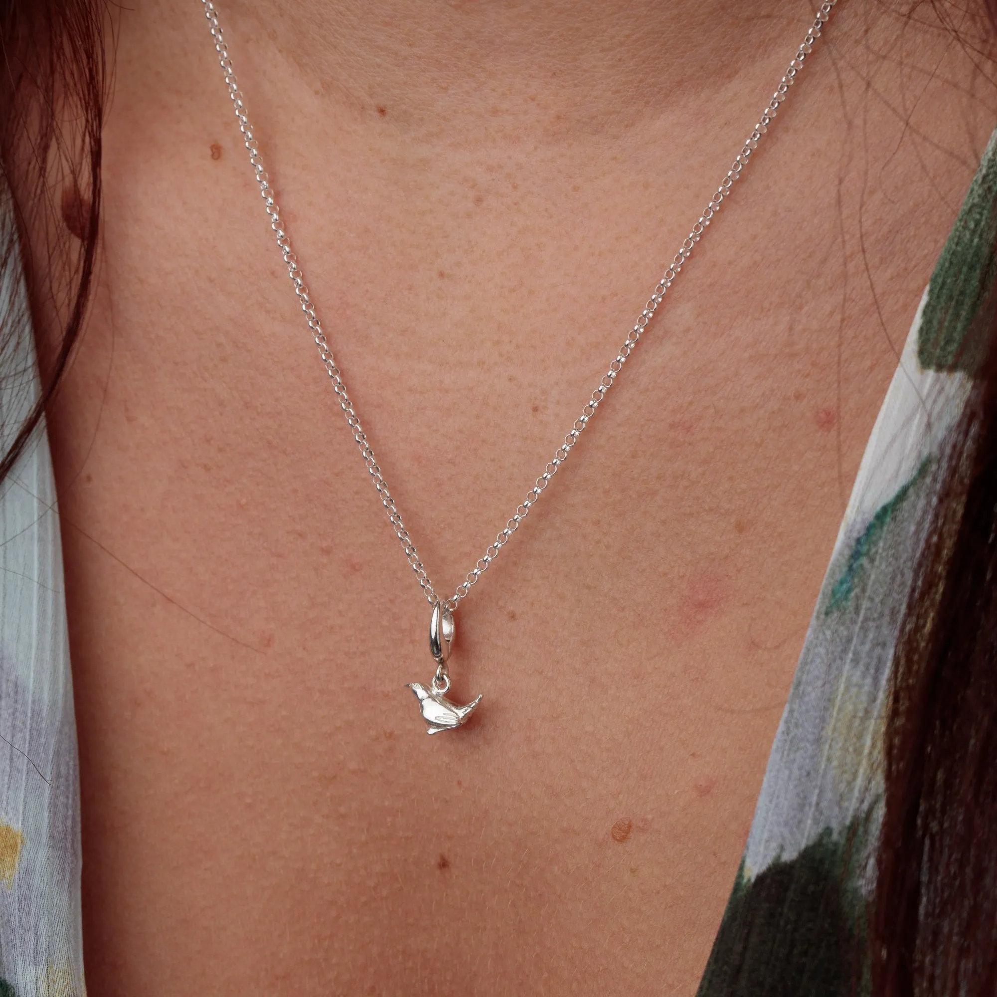 Silver Wren Bird Charm Necklace sold by Lily Charmed product image thumbnail 3