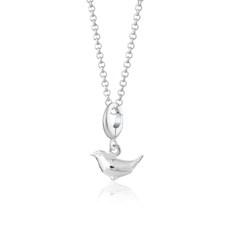 Silver Wren Bird Charm Necklace sold by Lily Charmed