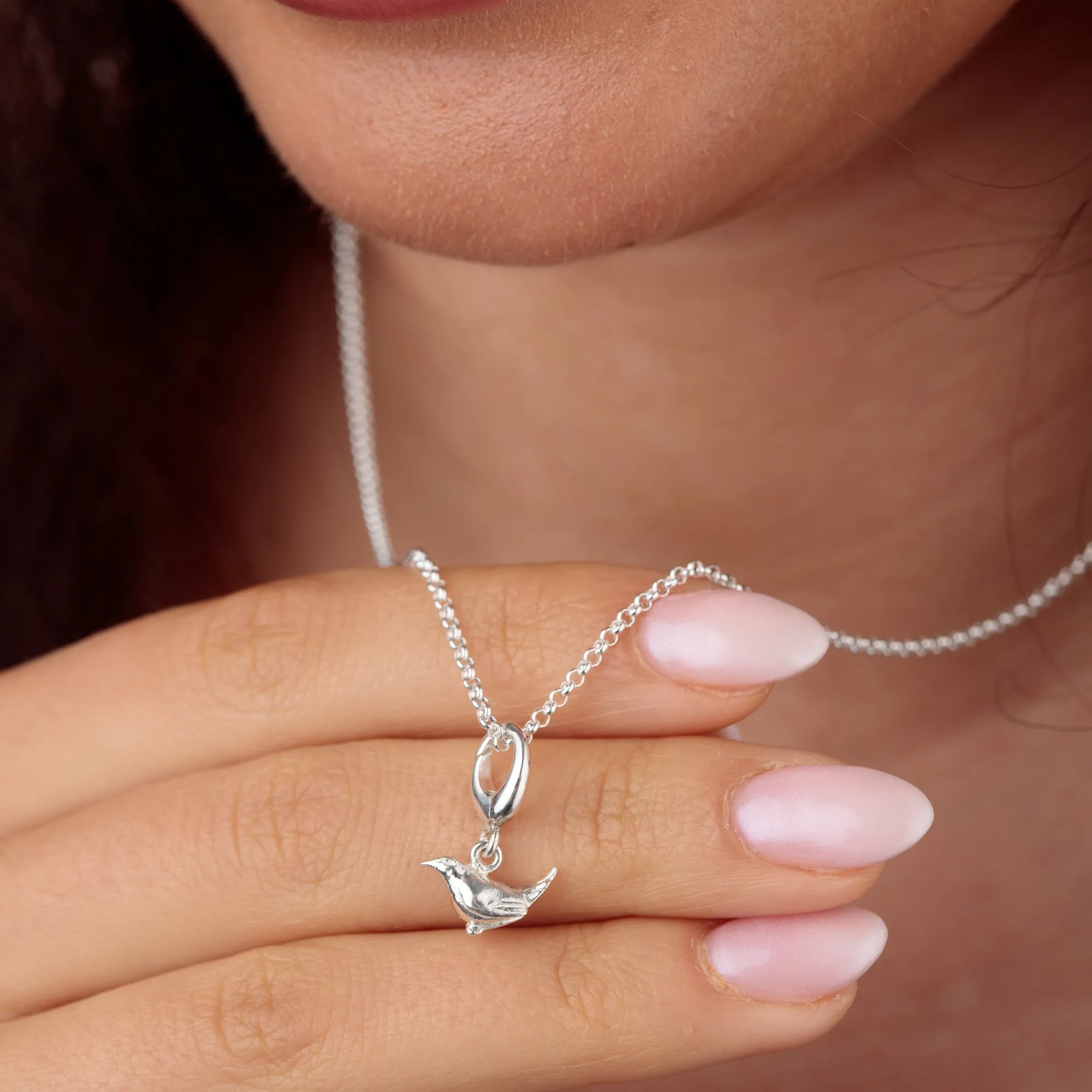 Silver Wren Bird Charm Necklace sold by Lily Charmed product image thumbnail 2