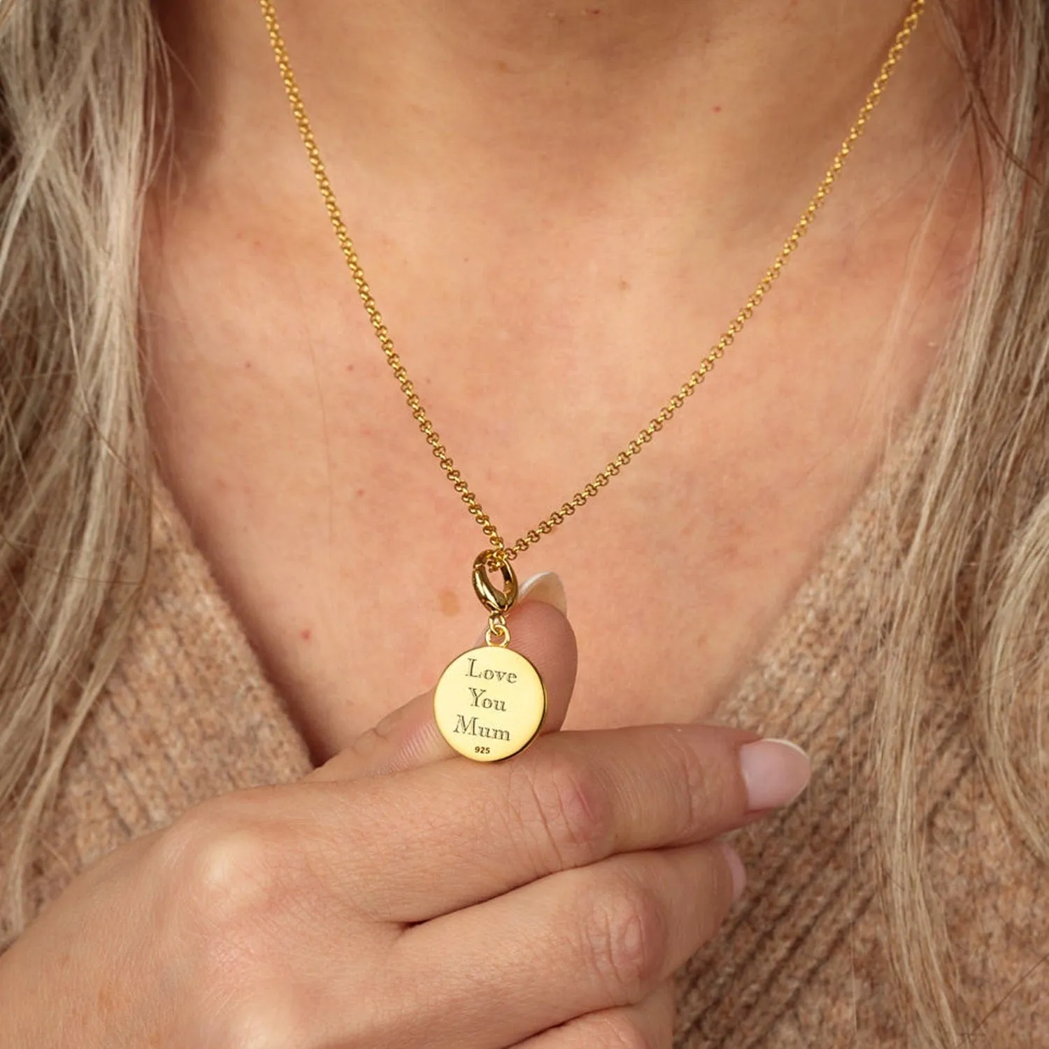 Engraved Gold You Have My Heart Disc Charm sold by Lily Charmed product image thumbnail 3