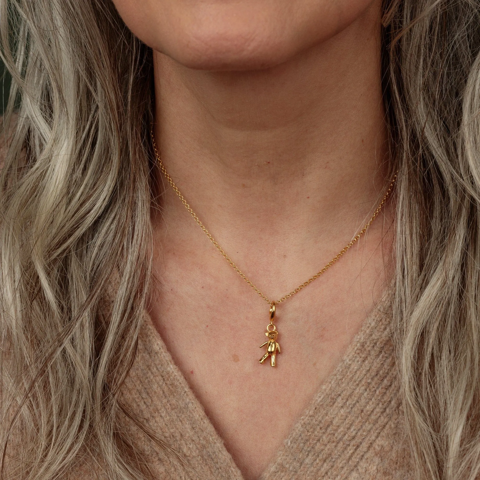 Gold Vintage Teddy Bear Charm Necklace sold by Lily Charmed product image thumbnail 3