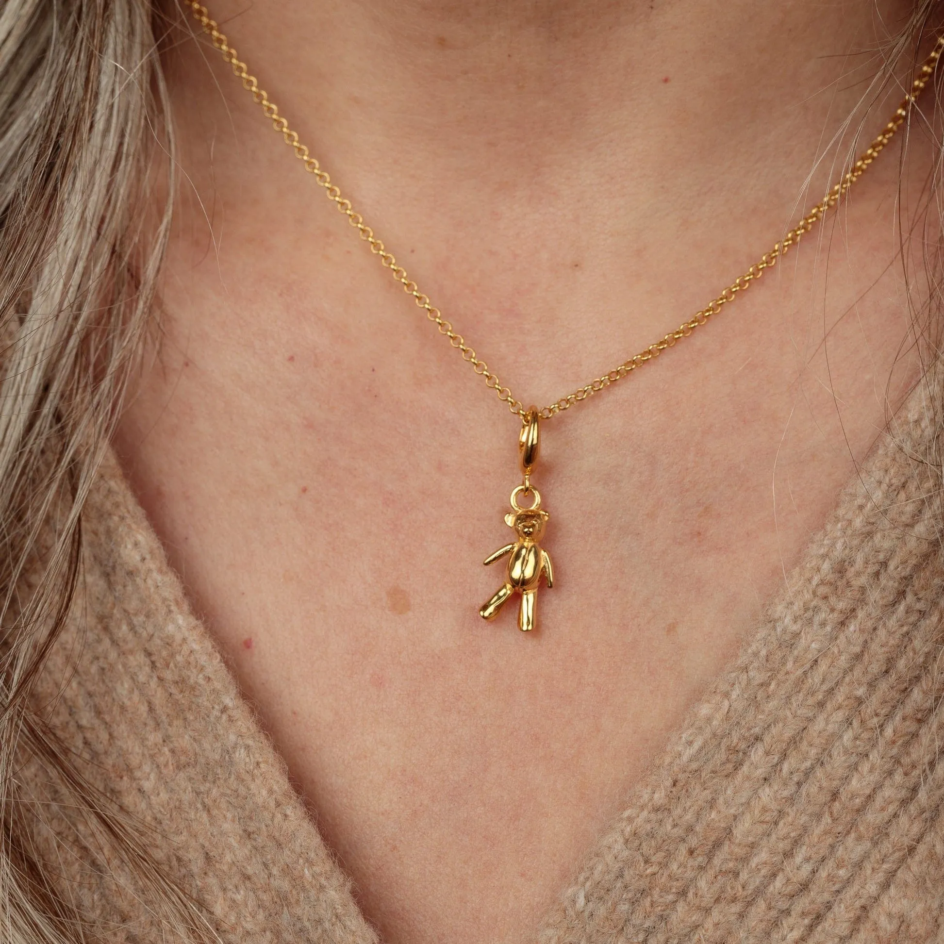 Gold Vintage Teddy Bear Charm Necklace sold by Lily Charmed product image thumbnail 5