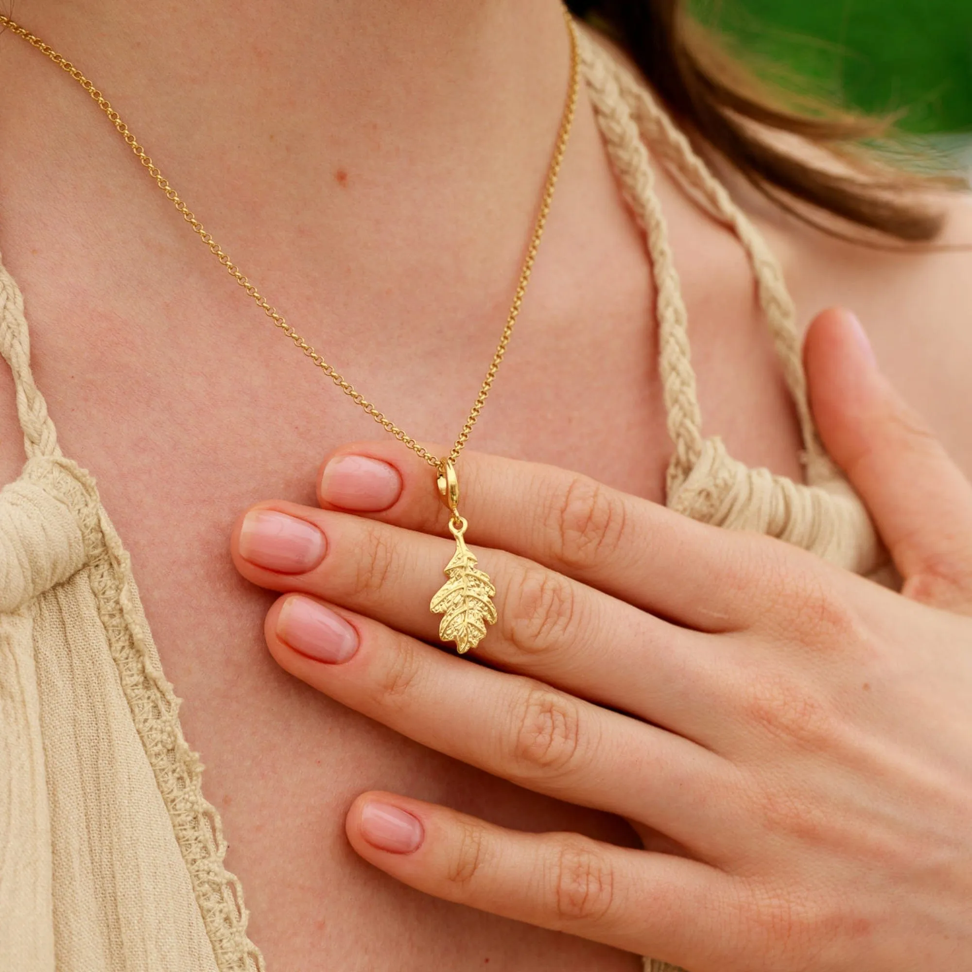 Gold Oak Leaf Charm Necklace sold by Lily Charmed product image thumbnail 2