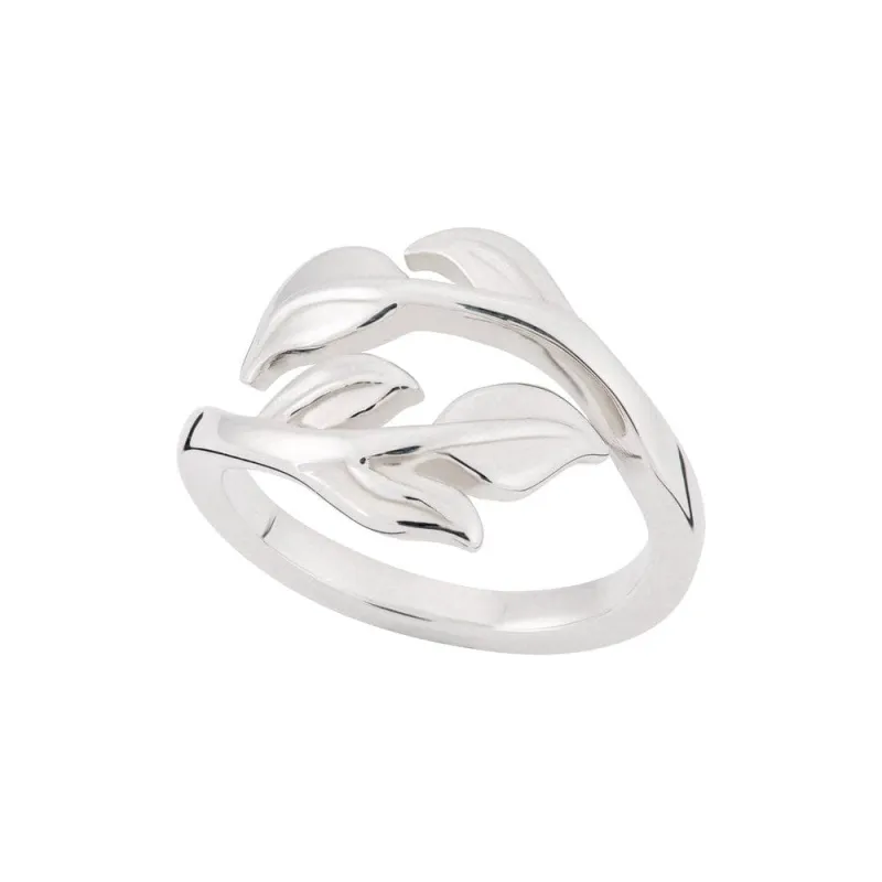 Silver Laurel Leaf Open Ring sold by Lily Charmed