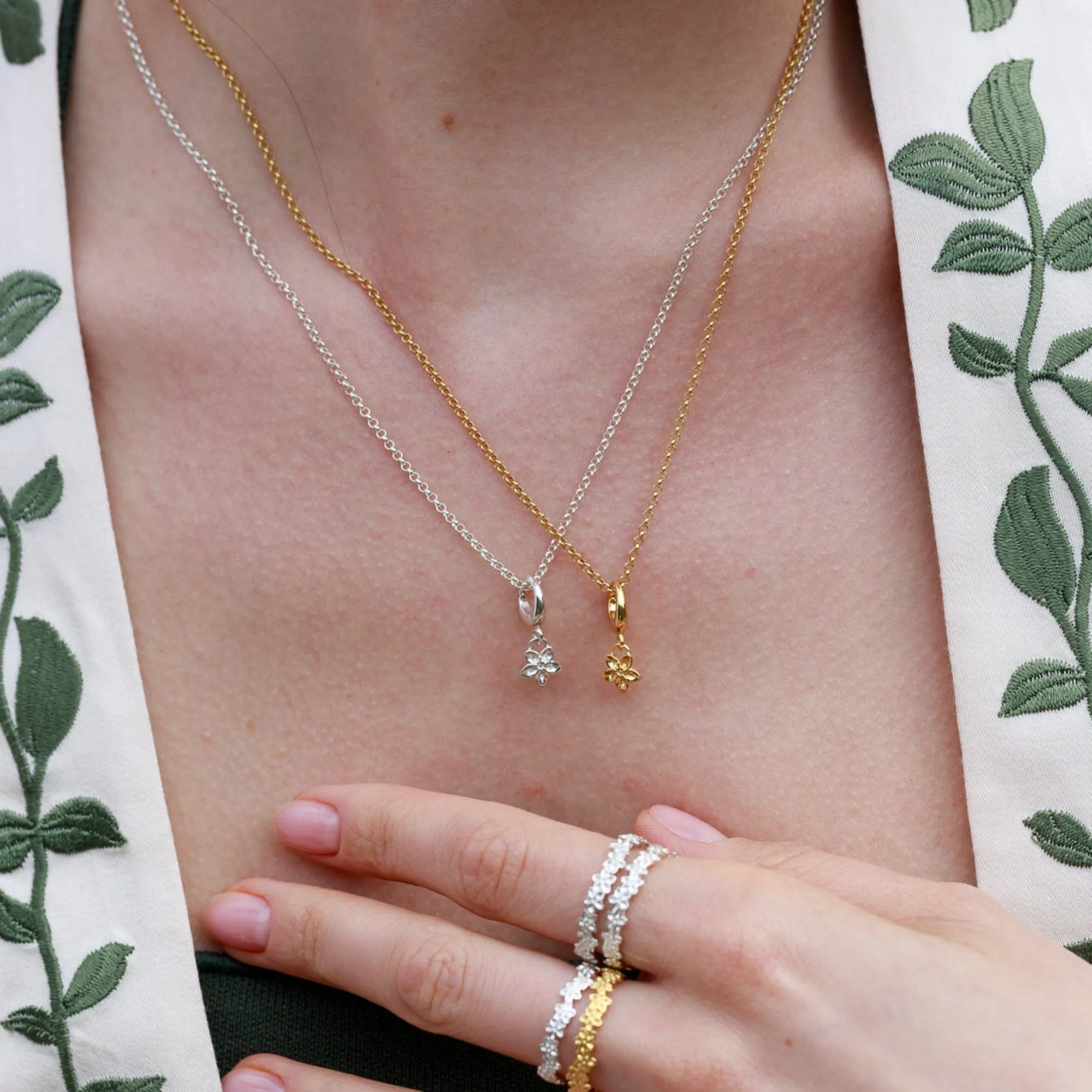 Silver Forget Me Not Flower Charm Necklace sold by Lily Charmed product image thumbnail 2