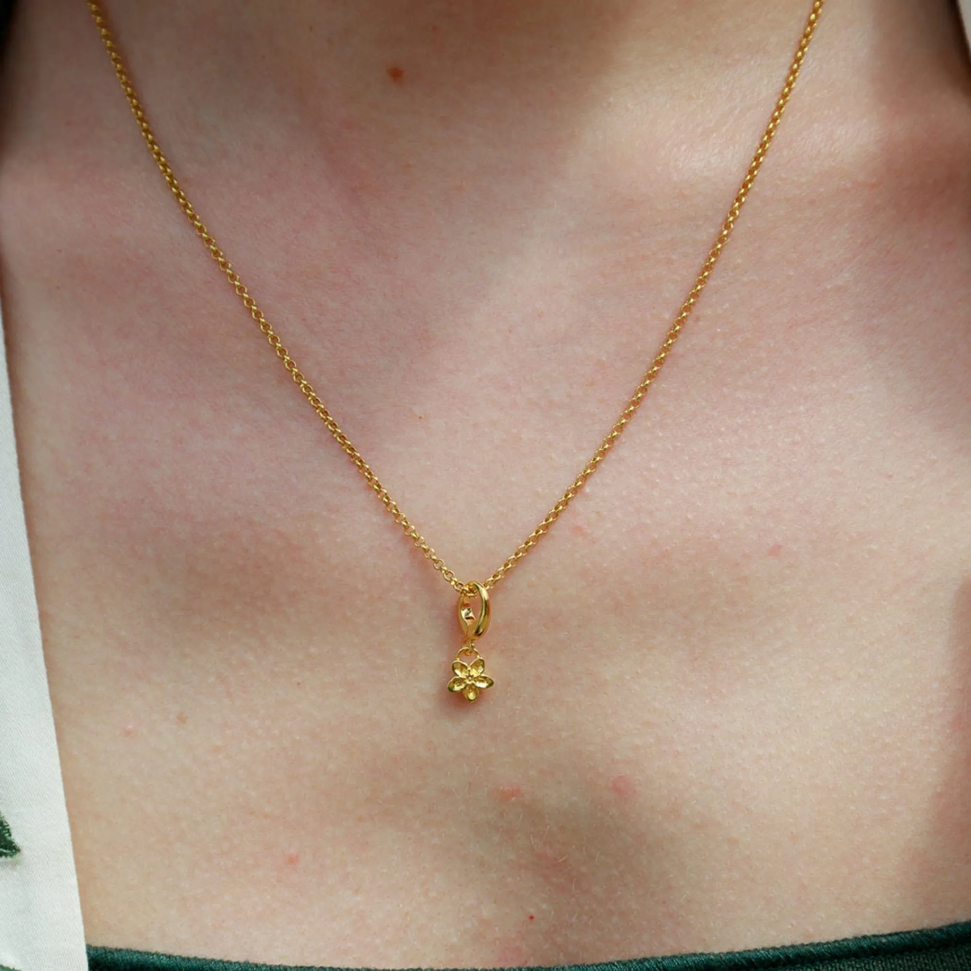 Gold Forget Me Not Flower Charm Necklace sold by Lily Charmed product image thumbnail 2