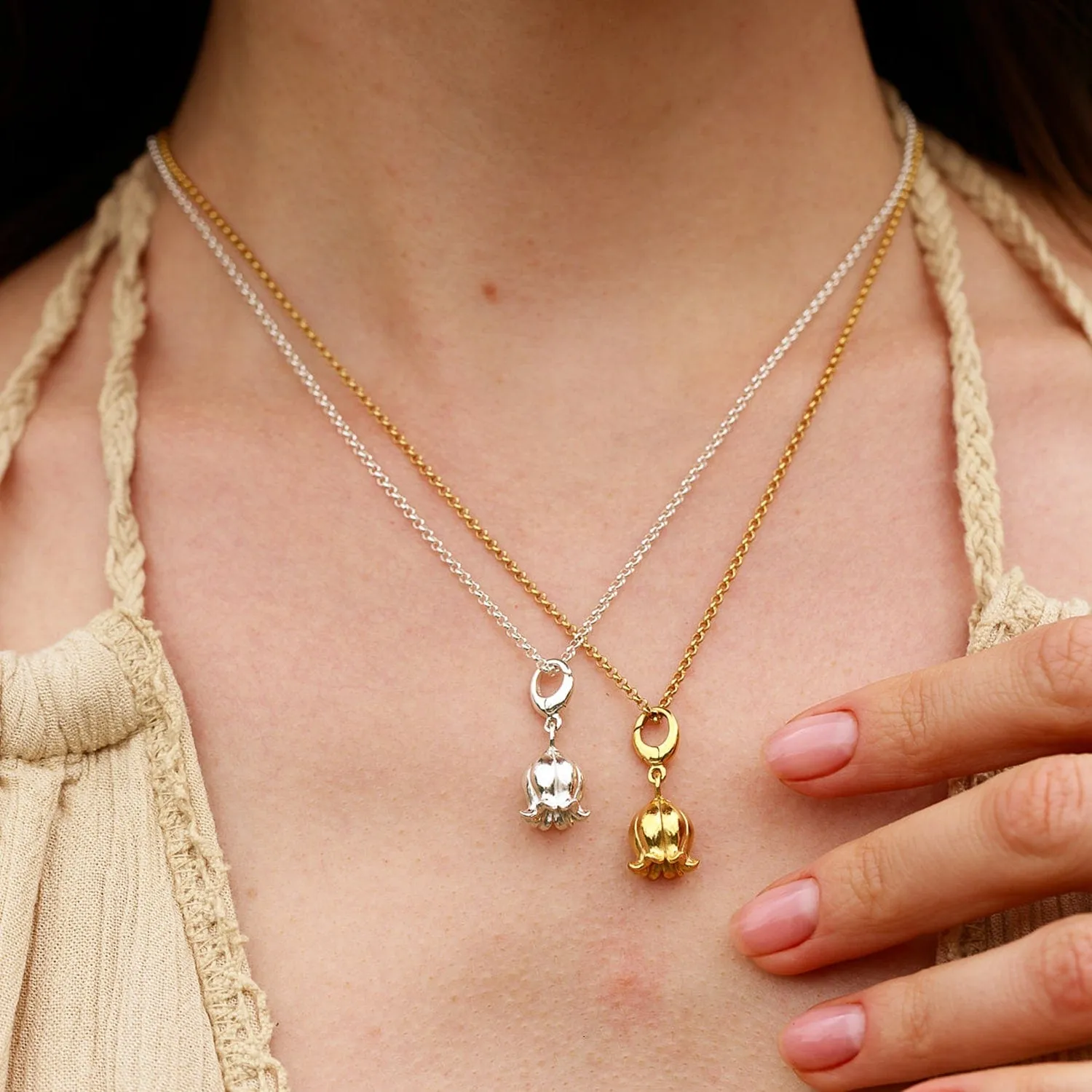 Silver Lily Of The Valley Flower Charm Necklace sold by Lily Charmed product image thumbnail 2