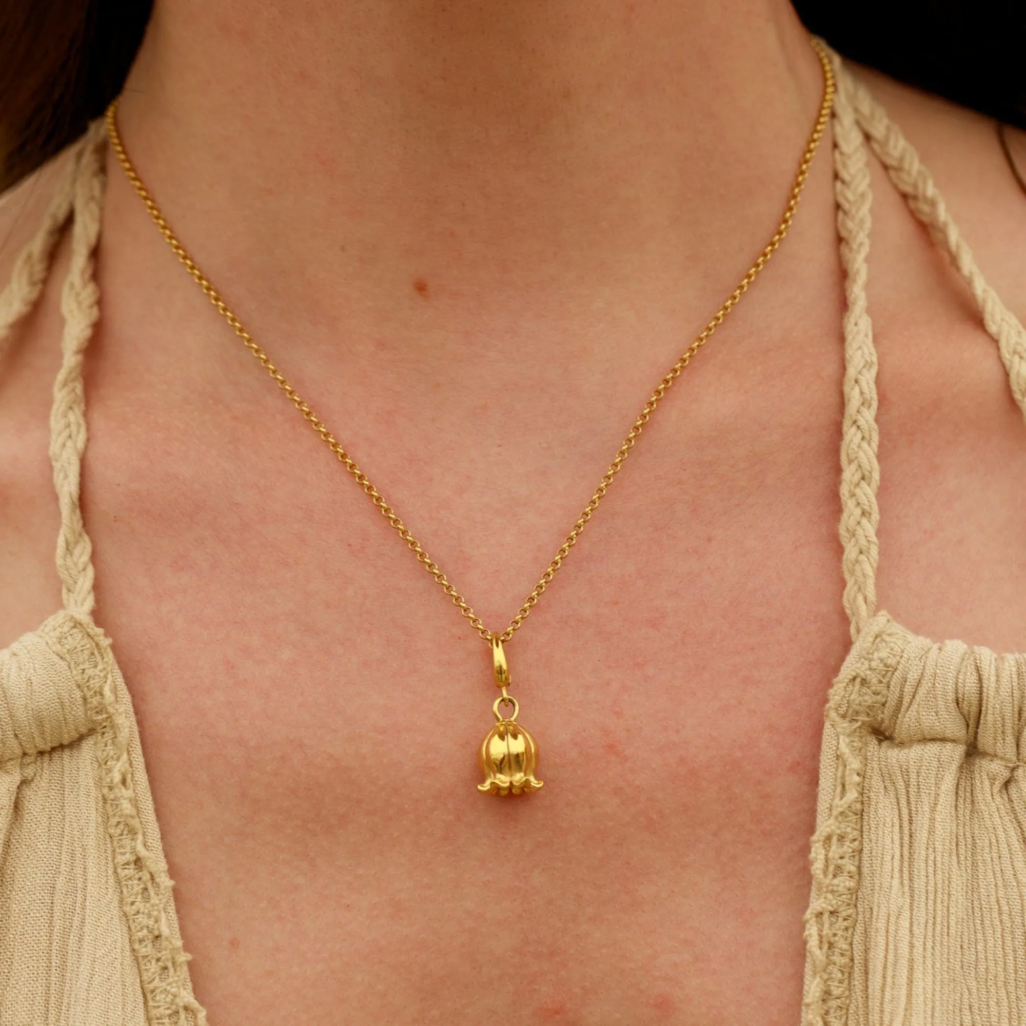 Gold Lily Of The Valley Flower Charm Necklace sold by Lily Charmed product image thumbnail 2